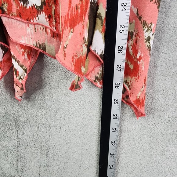 Women's Cato Ruffle Front Top Blouse Abstract Print V Neck Short Sleeve Size L - Picture 10 of 11